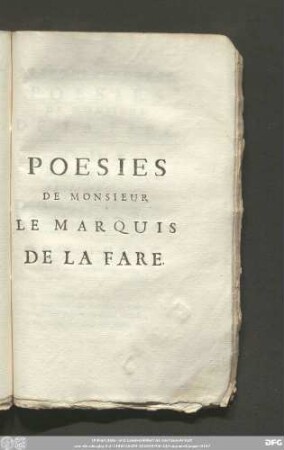 Poesies De Monsieur Le Marquis De La Fare.