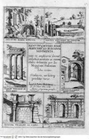 Aedificiorum et ruinarum Romae ex antiquis atque hodiernis monimentis, Liber primus (fol. 1-36) Liber secundus (fol. 37-100), Titelblatt
