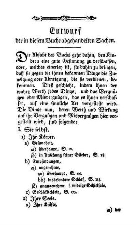 Entwurf der in diesem Buche abgehandelten Sachen