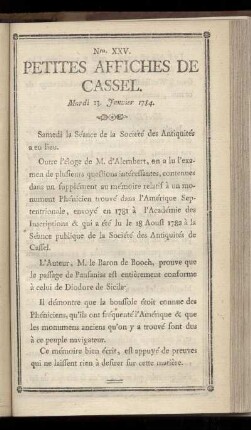 No XXV (Mardi 13 Janvier 1784)