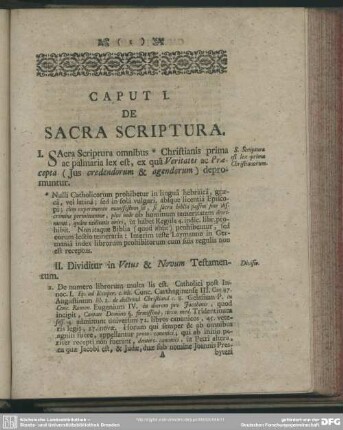 Caput I. De Sacra Scriptura