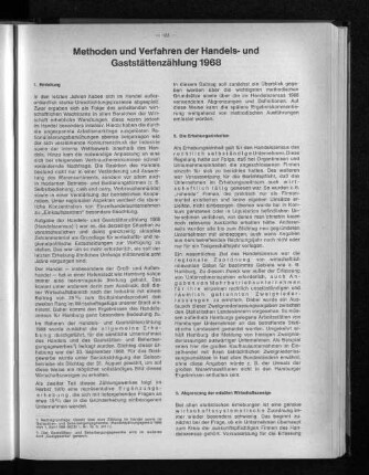Methode und Verfahren der Handels- und Gaststättenzählung 1968