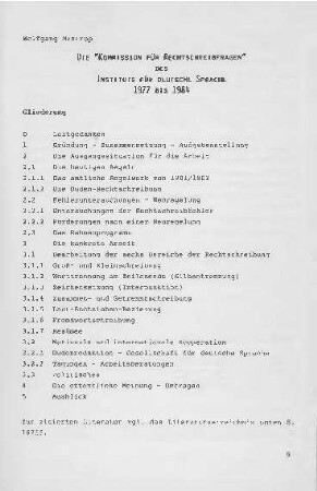 Die "Kommission für Rechtschreibfragen" des Instituts für deutsche Sprache 1977 bis 1984
