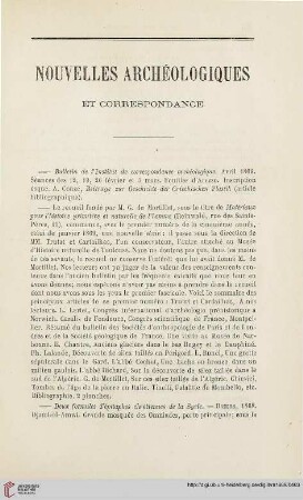 Nouvelles archéologiques et correspondance