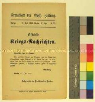 Kriegsdepesche des Norddeutschen Bundes über die Kriegsereignisse vom 11.10.1870 bei Orléans