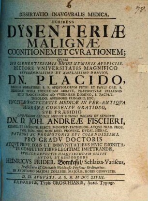 Dissertatio Inavgvralis Medica, Sistens Dysenteriæ Malignæ Cognitionem Et Cvrationem