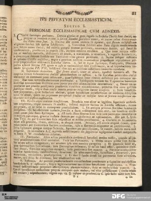 Sectio I. Personae Ecclesiasticae Cvm Adnexis.