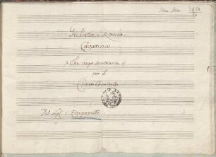 Giulietta e Romeo, Excerpts. Arr, S, cemb - BSB Mus.ms. 3954#Beibd.10 : [title page:] Giuletta, e Romeo // Che vago sembiante // per il // ClaviCembalo // Del Sig r Zingarelli