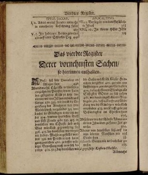 Das vierdte Register Derer vornehmsten Sachen/ so hierinnen enthalten