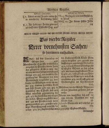Das vierdte Register Derer vornehmsten Sachen/ so hierinnen enthalten