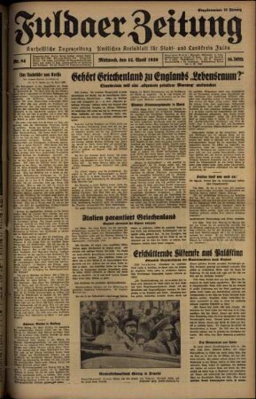 Ausgabe vom Mittwoch, den 12. April 1939.