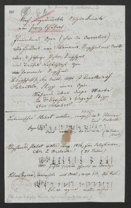 Noch ungedruckte Originalwerke von Franz Schubert