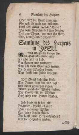 Samlung des Hertzens in Jesu. Mel. Wo sol ich fliehen hin.