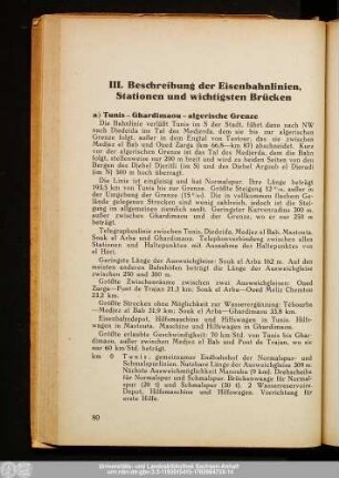 III. Beschreibung der Eisenbahnlinien, Stationen und wichtigsten Brücken
