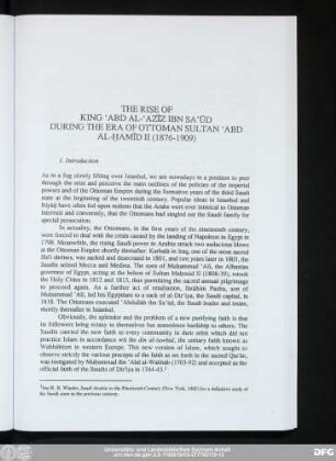 The Rise Of King 'Abd Al-'Azīz Ibn Sa'Ūd During The Era Of Ottoman Sultan 'Abd Al-Ḥamīd II (1876-1909)