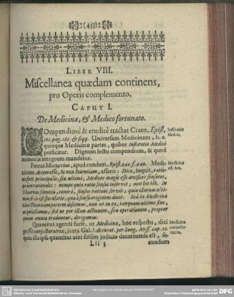Liber VIII. Miscellanea quaedam continens, pro Operis complemento