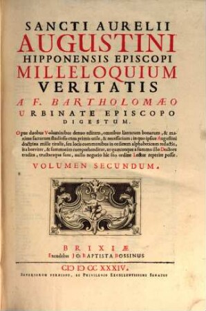 Sancti Aurelii Augustini Milleloquium Veritatis, 2