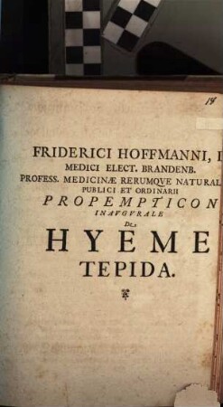 Propempticon inaug. de hyeme tepida
