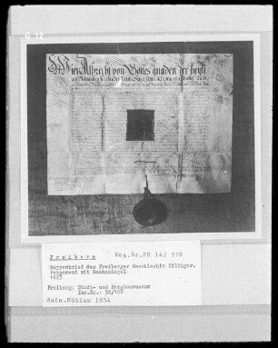 Wappenbrief des Freiberger Geschlechts Hilliger