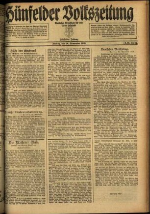 Ausgabe vom Freitag, den 26. November 1920.
