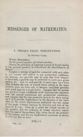 A Smith's prize dissertation.