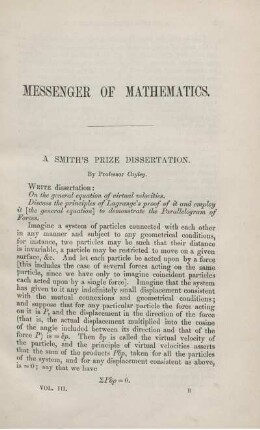 A Smith's prize dissertation.
