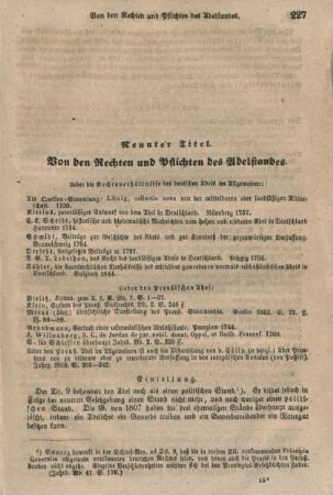 Neunter Titel. Von den Rechten und Pflichten des Adelstandes.