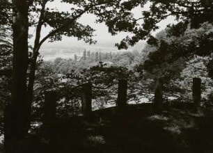 Dresden-Loschwitz. Blick von Oberloschwitz zur Loschwitzer Brücke ("Blaues Wunder")