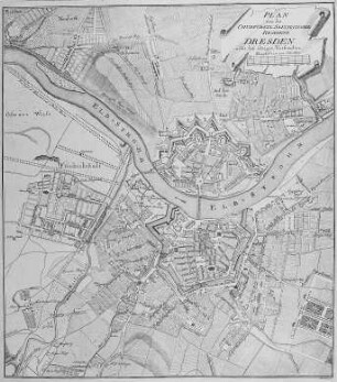 Plan von der Churfürstl. Saechsischen Residenz Dresden nebst den übrigen Vorstaedten