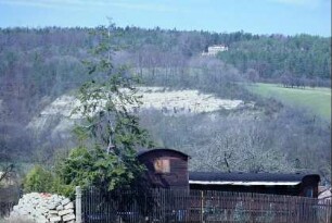Blick von S über das Ilmtal zur "Balsamine" (Ausflugsgaststätte, darunter Felsenburg