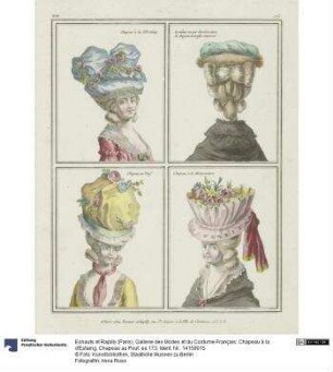 Gallerie des Modes et du Costume Français: Chapeau à la d'Estaing, Chapeau au Pouf. ee.173