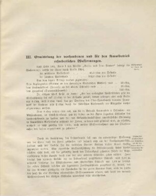 III. Ermittelung der vorhandenen und für den Kanalbetrieb erforderlichen Wassermengen