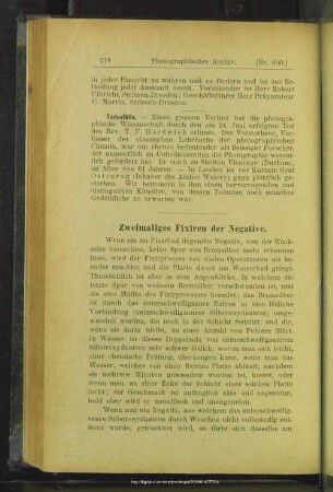 Zweimaliges Fixiren der Negative