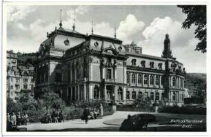 Weltbad Karlsbad. Bad I Kaiserbad (1895) : Karlsbad. Kaiserbad (Bad I, 1893-1895; F. Fellner, H. Helmer; Skulptur K. Wilfert, K. Weitzek) am Park Karl IV