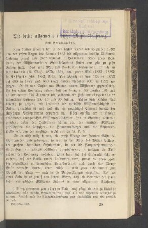 Die dritte allgemeine indische Missionskonferenz