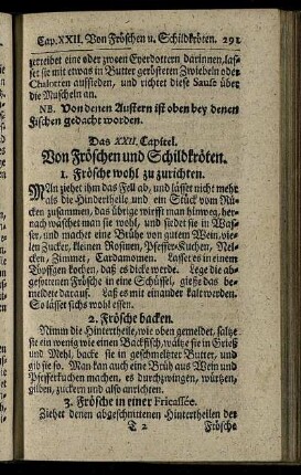 Das XXII. Capitel. Von Fröschen und Schildkröten.