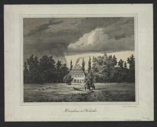 Detailansicht von Kreischa, Lithographie, um 1840 : Herrenhaus zu Kreischa. - Dresden : Williard , [um 1840?]. - 1 Kunstbl. : Lithographie ; 23 x 18 cm