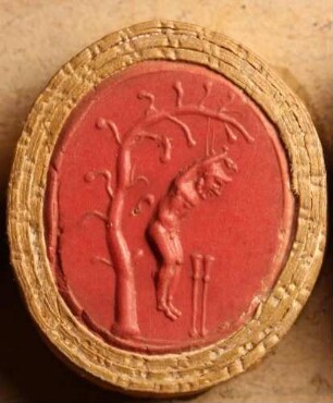 Marsyas, an einem Baum hängend