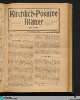 Kirchlich-positive Blätter für Baden