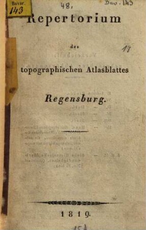 Repertorium des topographischen Atlasblattes Regensburg