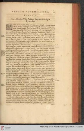 Caput III: De Celeberrima Villa Adriani Imperatoris in Agro Tyburtino