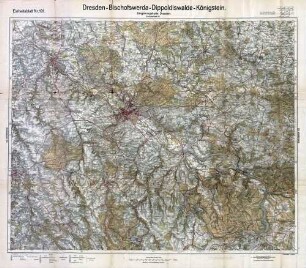 Reichskarte: Einheitsblatt 101 Dresden- Bischofswerda-Dippoldiswalde-Königstein, Umgebungskarte Dresden