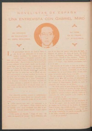 Novelistas de España - Una entrevista con Gabriel Miró