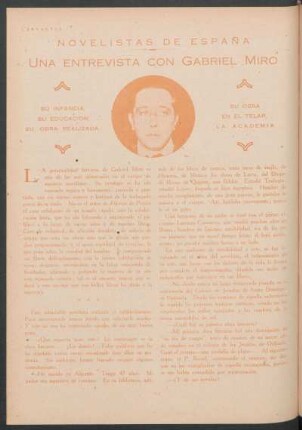 Novelistas de España - Una entrevista con Gabriel Miró