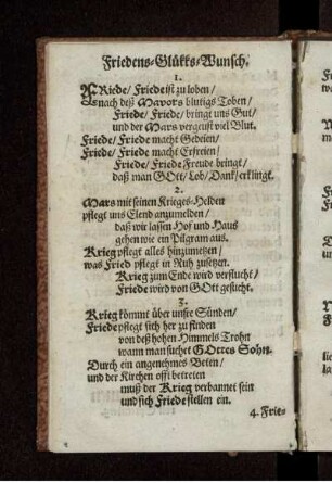 Friedens-Glükks-Wunsch.