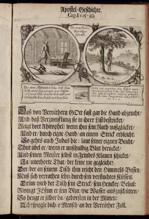 Apostel-Geschichte Cap. I. V. 15 - 20. - Apostel-Geschichte Cap. X.XI. V. 1- 18.