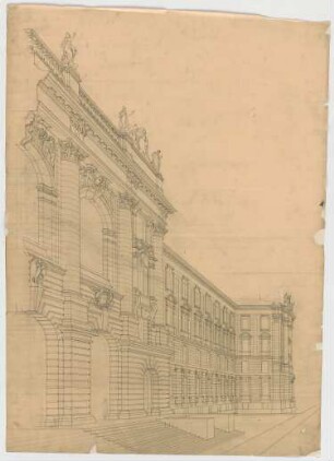 Thiersch, Friedrich von; München; Justizpalast - Gebäudeflügel (Perspektive)