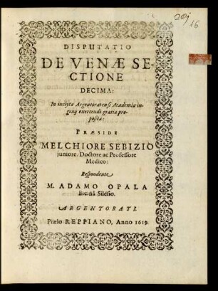 10: Disputatio De Venae Sectione ...