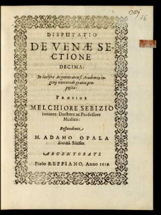 10: Disputatio De Venae Sectione ...