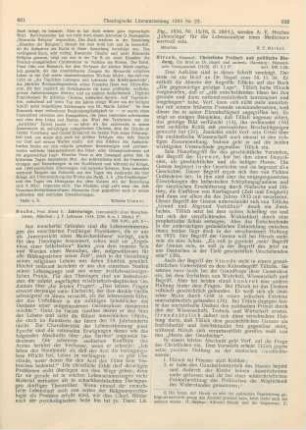 422-425 [Rezension] Hirsch, Emanuel, Christliche Freiheit und politische Bindung